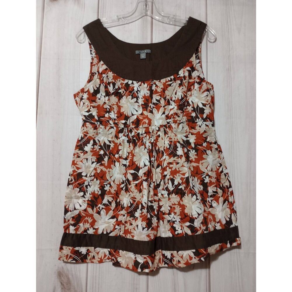 Apt 9 Shirt Ladies Large Brown Orange Sleeveless Light Weight